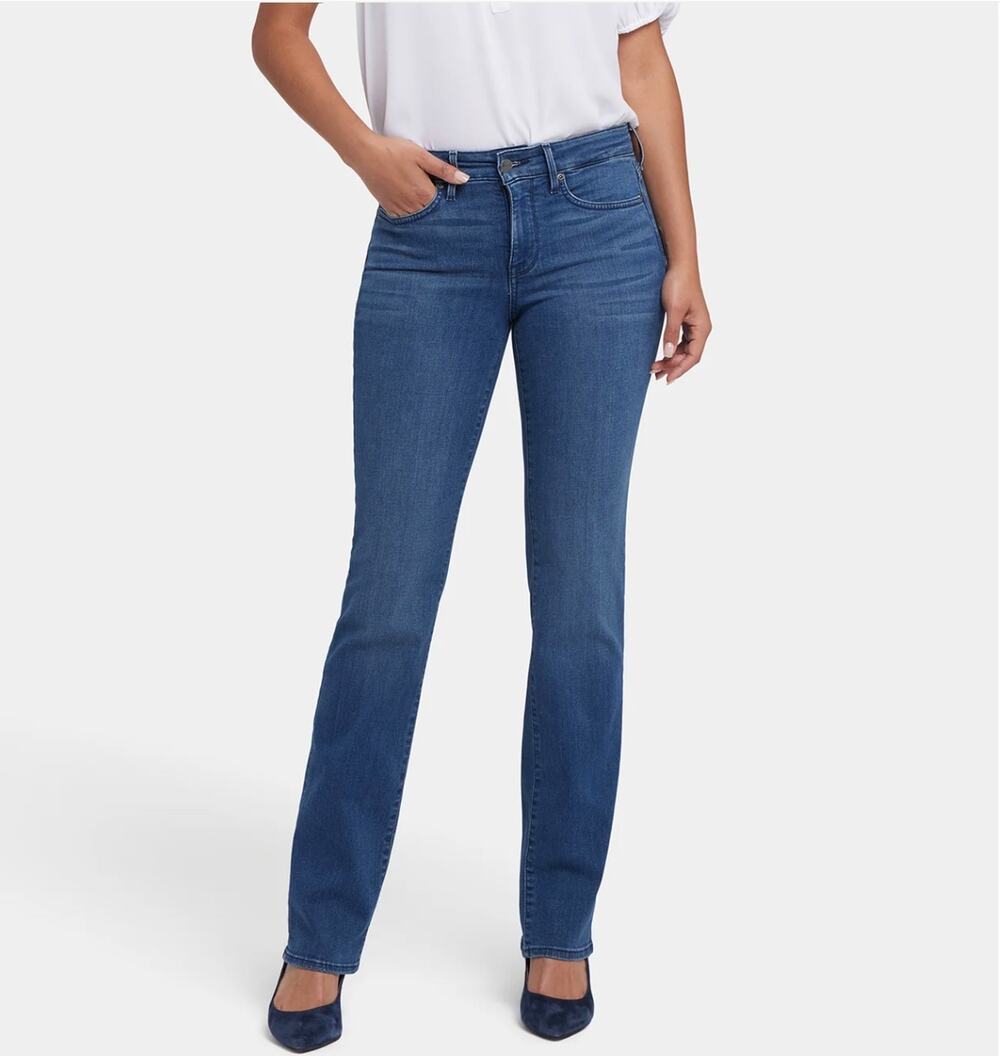 NYDJ Womens 2 Marilyn Straight Jeans Dark Wash Blue Denim Casual Pant